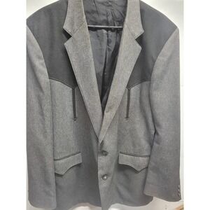 Circle S Dallas Texas Mens Western Blazer Grey Black Contrast Yoke Vintage 46R